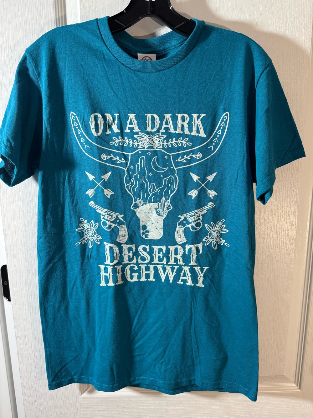 On A Dark Desert Highway Teal Graphic Tee